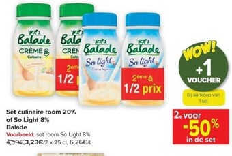 Carrefour Set culinaire room 20% of so light 8% balade aanbieding