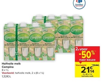 Carrefour Halfvolle melk campina aanbieding