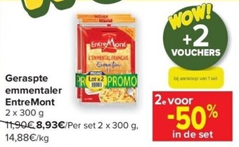 Carrefour Geraspte emmentaler entremont aanbieding