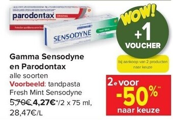 Carrefour Gamma sensodyne en parodontax aanbieding