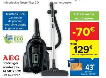 Carrefour Stofzuiger zonder zak al61c2eco aanbieding