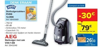 Carrefour Stofzuiger met zak vx4-1-eb aanbieding