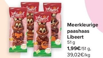 Carrefour Meerkleurige paashaas libeert 51 g aanbieding