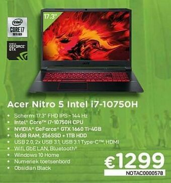 CompuDeals Acer nitro 5 intel i7-10750h aanbieding