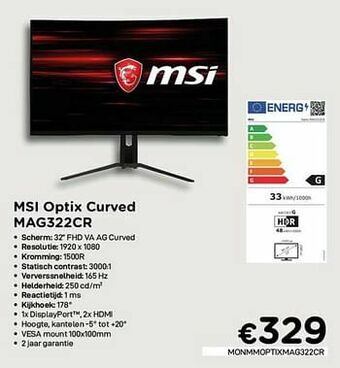 CompuDeals Msi optix curved mag322cr aanbieding