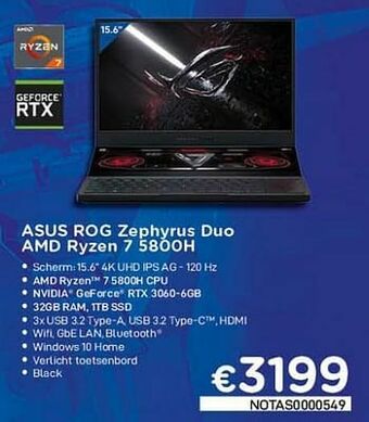 Asus rog zephyrus duo amd ryzen 7 5800h