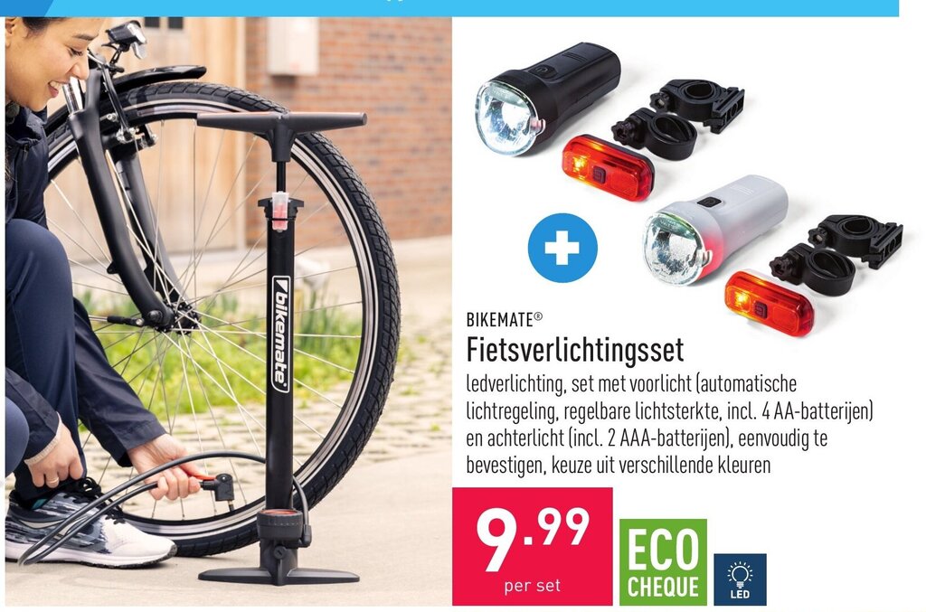 Bikemate Fietsverlichtingsset promotie bij ALDI