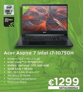 CompuDeals Acer aspire 7 intel i7-10750h aanbieding