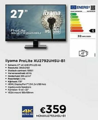 CompuDeals Iiyama prolite xu2792uhsu-b1 aanbieding