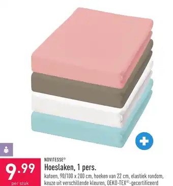 ALDI Novitesse Hoeslaken 1pers 90/100 x 200cm aanbieding