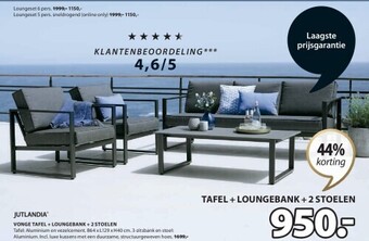 Jysk Vonge tafel + loungebank + 2 stoelen aanbieding