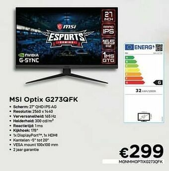 CompuDeals Msi optix g273qfk aanbieding