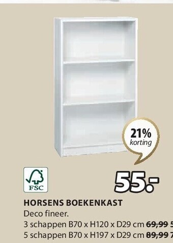 Jysk Horsens boekenkast 3 schappen b70 x h120 x d29 cm aanbieding