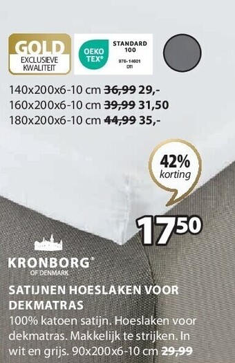 Jysk Satijnen hoeslaken voor dekmatras aanbieding
