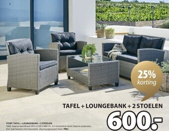 Jysk Visby tafel + loungebank + 2 stoelen aanbieding