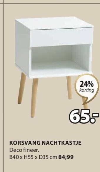 Jysk Korsvang nachtkastje deco fineer. b40 x h55 x d35 cm aanbieding