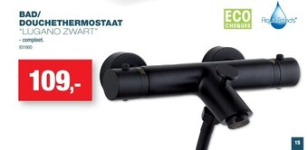 Hubo Bad/ douchethermostaat “lugano zwart” aanbieding