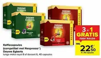 Carrefour Koffiecapsules compatibel met nespresso douwe egberts aanbieding