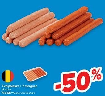 Carrefour 7 chipolata’s + 7 merguez aanbieding