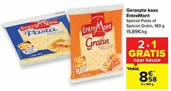Carrefour Geraspte kaas entremont aanbieding
