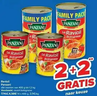 Carrefour Panzani ravioli bolognese aanbieding