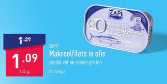 ALDI Zapi Makreelfilets in Olie 125g aanbieding