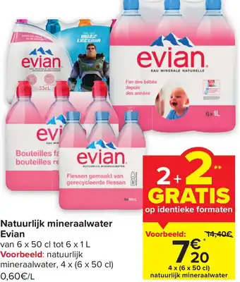 Carrefour Market Evian Natuurlijk Mineraalwater 4 x (6 x 50cl) aanbieding