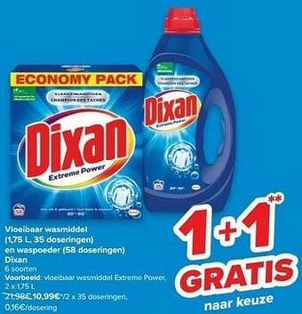 Carrefour Dixan vloeibaar wasmiddel extreme power aanbieding