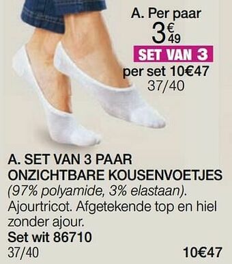 Damart Set van 3 paar onzichtbare kousenvoetjes aanbieding
