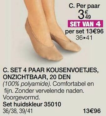 Damart Set 4 paar kousenvoetjes onzichtbaar 20 den aanbieding