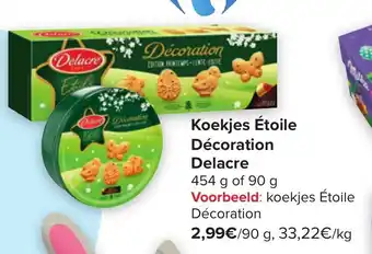 Carrefour Market Delacre Koekjes Etoile Decoration 454g of 90g aanbieding
