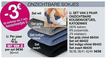 Damart Set van 2 paar onzichtbare kousenvoetjes katoenmix aanbieding