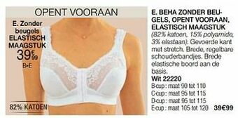 Beha zonder beu- gels opent vooraan elastisch maagstuk