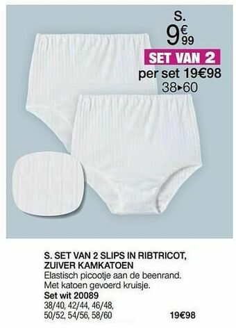 Damart Set van 2 slips in ribtricot zuiver kamkatoen aanbieding