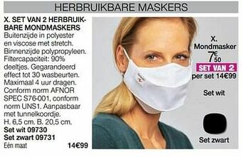 Set van 2 herbruikbare mondmaskers