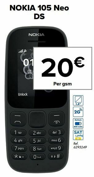 Carrefour Nokia 105 neo ds aanbieding