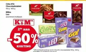 Cote d'Or chocoladetablet 150g-400g, milka, leo