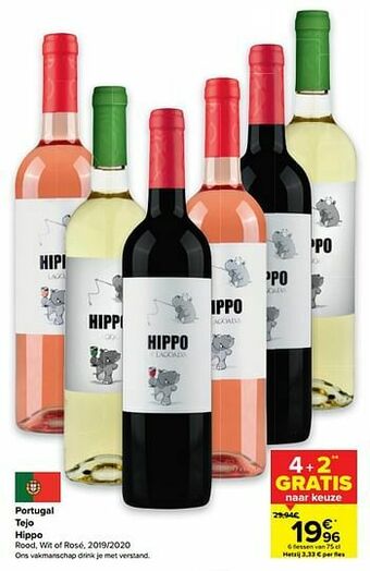 Portugal tejo hippo rood, wit of rosé, 2019-2020