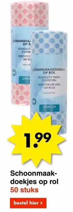 Schoonmaakdoekjes op rol 50 stuks