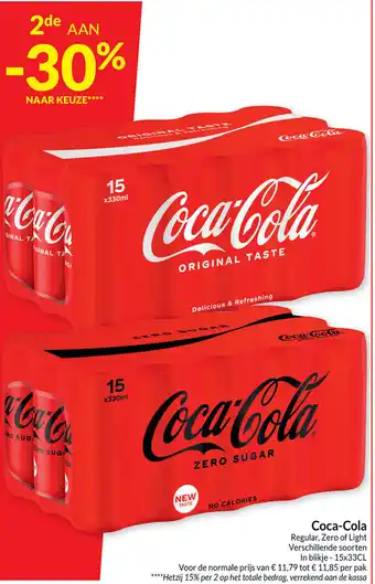 Coca-cola regular, zero of light 15 x 33cl