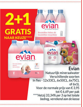 Intermarché Evian natuurlijk mineraalwater aanbieding