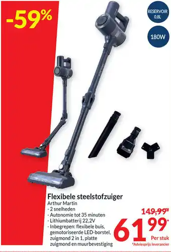 Flexibele steelstofzuiger arthur martin