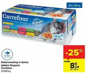 Carrefour Kattenvoeding in dunne plakjes doypack carrefour aanbieding