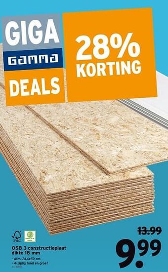 GAMMA Osb 3 constructieplaat dikte 18mm aanbieding