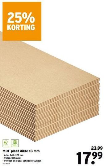 GAMMA Mdf plaat dikte 18mm aanbieding