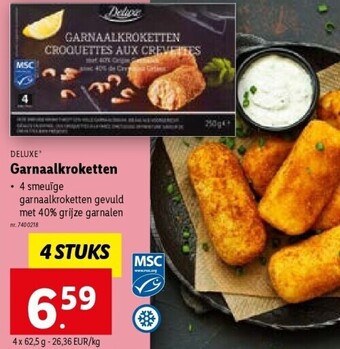 Lidl Deluxe garnaalkroketten 4 x 62,5 g nr. 7400218 aanbieding