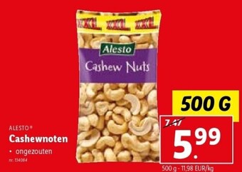 Lidl Alesto cashewnoten 500 g nr. 134084 aanbieding