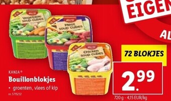 Lidl Kania bouillonblokjes groenten, vlees of kip nr. 5715232 aanbieding