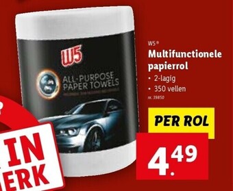 W5 multifunctionele papierrol 2-lagig 350 vellen, per rol, nr. 39850