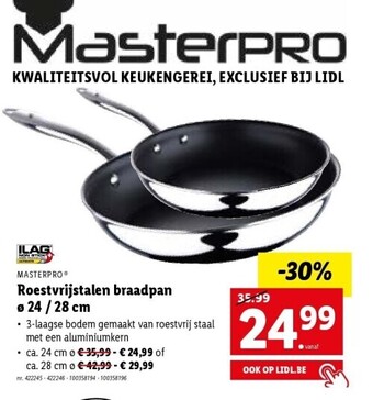 Lidl Masterpro roestvrijstalen braadpan aanbieding